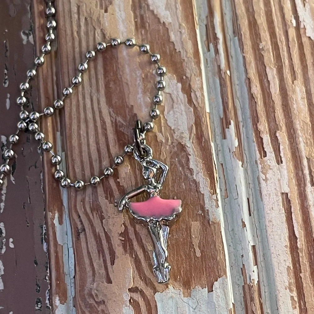 🔥 BEING DONATED Pink Ballerina Charm Necklace Ballerina Pendant Necklace